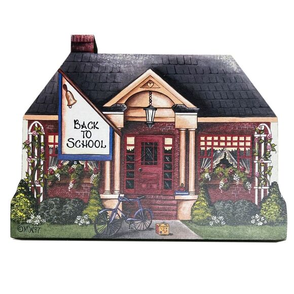 Lot of 3 Brandywine Woodcrafts Shelf Sitters: Back to School, Snowman, Spring - Picture 2 of 7